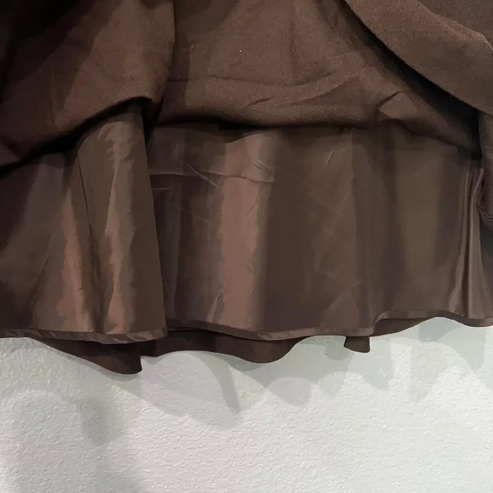Talbots Brown Herringbone A-Line Midi Skirt | Size 12